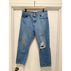 Levis Premium 501 Jeans 32x26 Straight Leg Button Fly Distressed Punk Skater